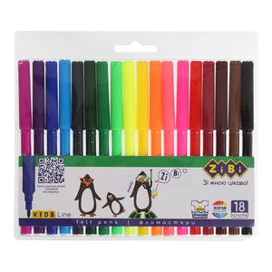Фломастери, 18 кольорів, на водній основі KIDS Line ZB.2803 ZiBi
