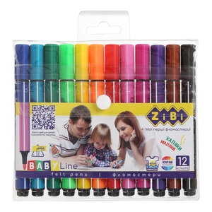 Фломастери, 12 кольорів JUMBO BABY Line ZB.2807 ZiBi