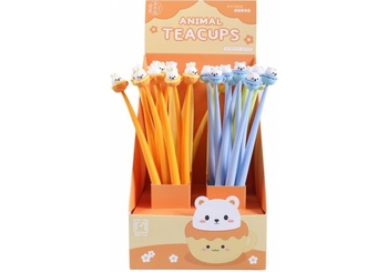Ручка гелевая синяя 0,6 мм, микс Animal Teacups APF077 Maxi