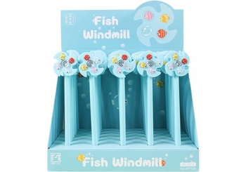 Ручка гелевая синяя 0,6 мм, микс Fish Windmill APF138 Maxi