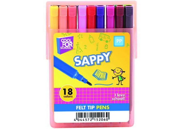 Набір фломастерів SAPPY в слайдер-пеналі, 12 кольорів, лінія 2 мм CF15205 (1)