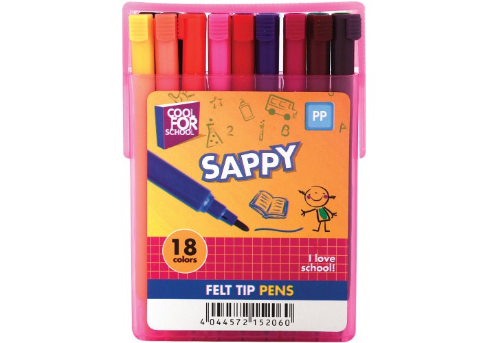 Набір фломастерів SAPPY в слайдер-пеналі, 18 кольорів, лінія 2 мм CF15206 (1)