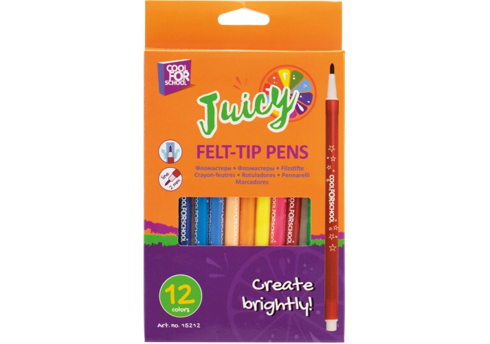 Фломастери Juicy, 12 кольорів, лінія 2-3 мм CF15212 (12)