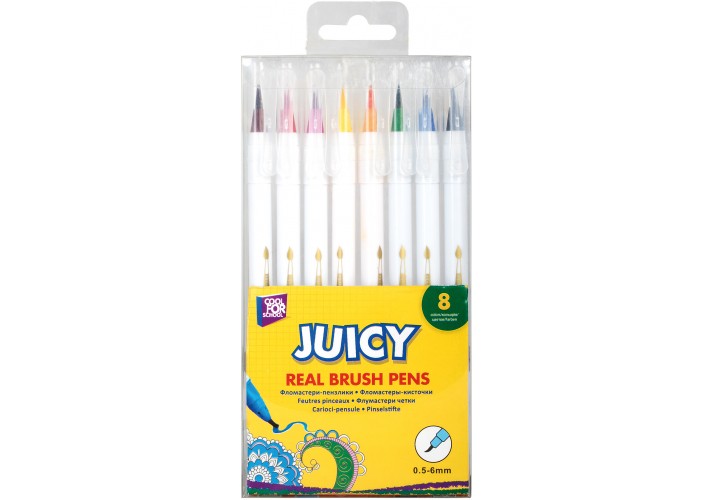 Фломастери-пензлики REAL BRUSH Juicy, 8 кольорів, лінія 0,5-6 мм CF15218 (12)