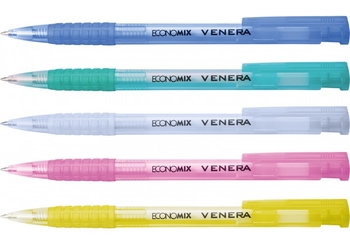 Ручка шариковая автоматическая синяя 0,5мм, микс VENERA E10105-25 Economix