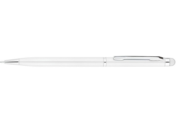 Ручка кулькова металева ECONOMIX STYLUS. Корпус білий, пише синім E10308-14 (50)