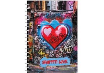 Блокнот А5, 80 страниц в клетку, пластиковая обложка Graffiti Love E21957-03 Economix
