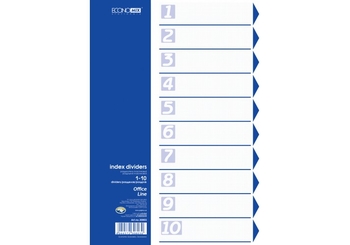 Роздільник аркушів А4 Economix, пластик, 10 розділів, кольоровий E30803 (1)