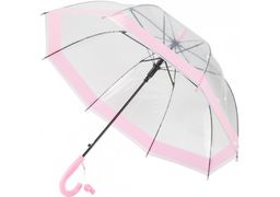 Зонт детский трость автомат Economix LITTLE GIRL, прозрачный розовый E98430 (1)