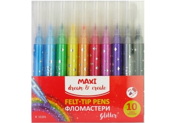 Фломастери з блискітками, 10 кольорів MX15201 Maxi