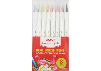 Фломастери-пензлики, 8 кольорів REAL BRUSH MX15218 Maxi