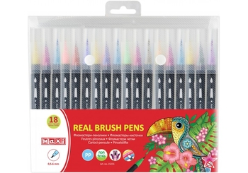 Фломастеры-кисти, 18 цветов REAL BRUSH MX15231 Maxi