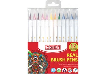 Фломастеры-кисти, 12 цветов REAL BRUSH MX15232 Maxi