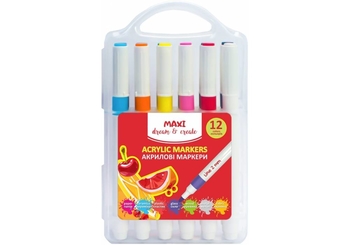 Маркери акрилові, 12 кольорів Dream & Create MX15256 Maxi