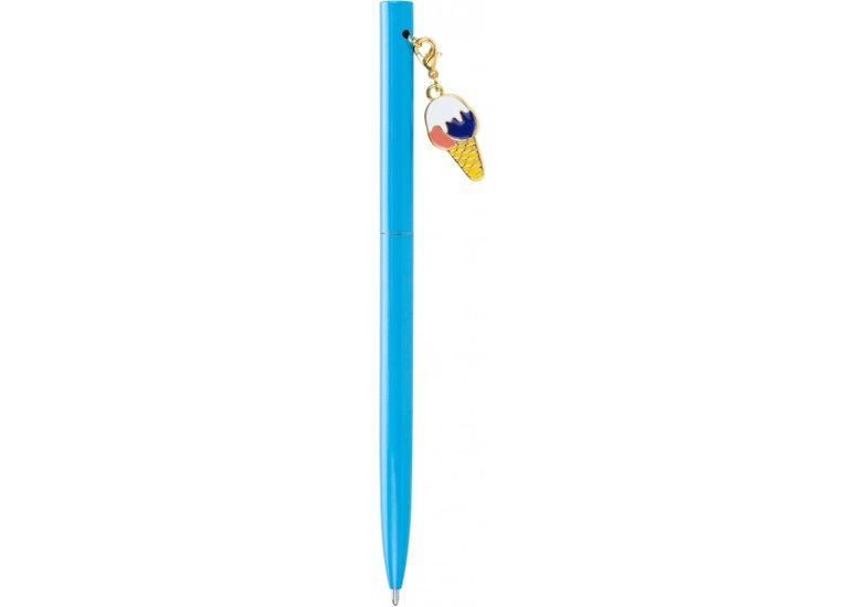Ручка кулькова поворотна синя 0,7 мм, металева з брелоком Snack MX16374 Maxi