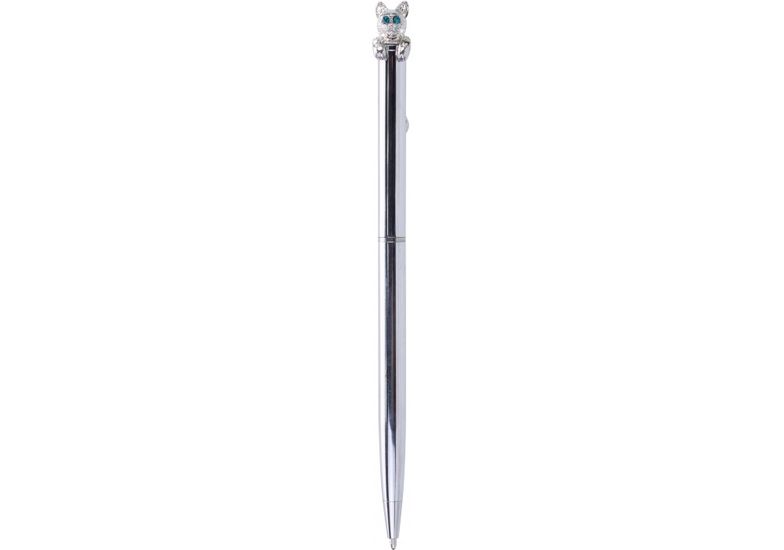 Ручка шариковая поворотная синяя 0,7 мм, металлическая Серебристый леопард MX16382 Maxi