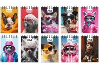 Блокнот А7, 80 страниц в клеточку, пластиковая обложка, микс Animal MX26310 Maxi