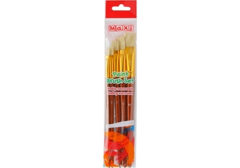 Набор кистей №3, 5, 7, 9, 10 щетина, плоские, с короткой ручкой MX60879 Maxi