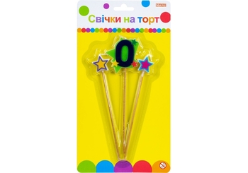 Набір свічок для торту, 3 шт, висота 4,5 см Stars 0 MX620080-0 Maxi