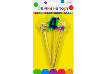 Набір свічок для торту, 3 шт, висота 4,5 см Stars 4 MX620080-4 Maxi