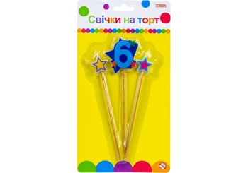 Набір свічок для торту, 3 шт, висота 4,5 см Stars 6 MX620080-6 Maxi