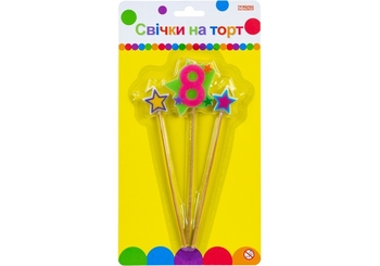 Набір свічок для торту, 3 шт, висота 4,5 см Stars 8 MX620080-8 Maxi