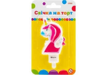 Свічка-цифра на торт, висота 7,62 см Єдиноріг 2 MX622066-2 Maxi