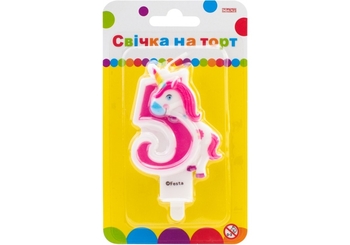 Свеча-цифра на торт, высота 7,62 см Единорог 5 MX622066-5 Maxi