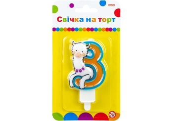 Свічка-цифра на торт, висота 7,62 см Llama 3 MX622068-3 Maxi