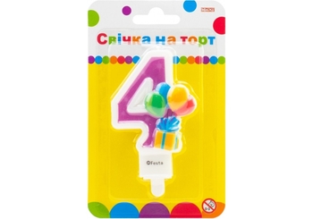 Свічка-цифра на торт, висота 7,62 см 4 MX622069-4 Maxi