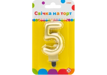 Свічка-цифра на торт, висота 7,62 см 5 MX622095G-5 Maxi