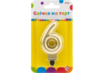 Свічка-цифра на торт, висота 7,62 см 6 MX622095G-6 Maxi