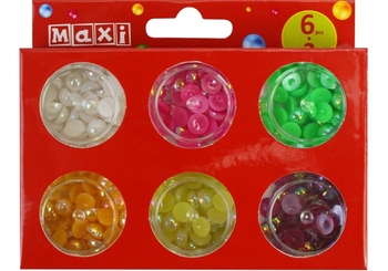 Намистинки для декору, 6 кольорів по 1,5 г MX62756 Maxi