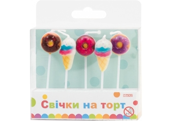 Набір 3D свічок для торту, 5 шт Sweets MX629181 Maxi