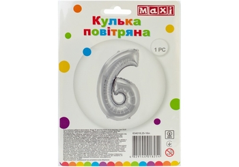 Куля-цифра повітряна, розмір 85х53 см, срібляста фольгована 6 MX634016.25-40in Maxi