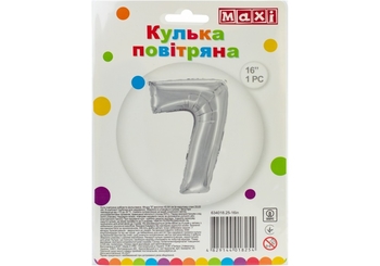 Куля-цифра повітряна, розмір 40х33 см, фольгована, срібна 7 MX634017.25-16in Maxi