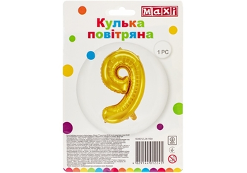 Куля-цифра повітряна, розмір 83х55 см, золотиста фольгована 9 MX634019.24-40in Maxi