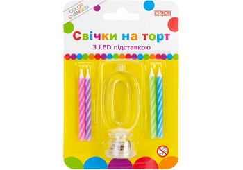 Набор: 4 свечи на торт с LED подставкой светящейся 0 MX701007-0 (1)