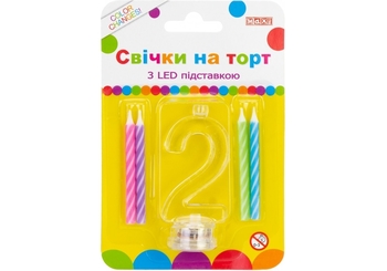 Набор: 4 свечи на торт с LED подставкой светящейся 2 MX701007-2 (1)