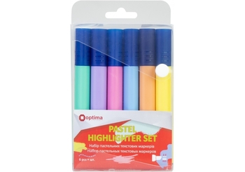Набір текстових маркерів 6 кольторів пастель, 1-4,5 мм Highliter set O15831 Optima