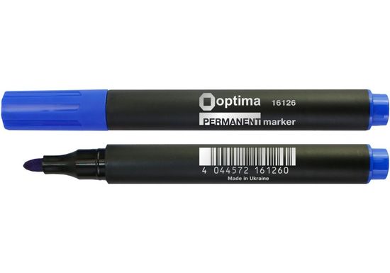 Маркер перманентний синій, 2-3 мм O16126 Optima Маркер перманентний синій, 2-3 мм O16126 Optima