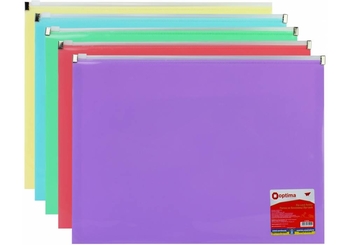 Папка-конверт А4, на застібці zip-lock, мікс Pastel O35545 Optima