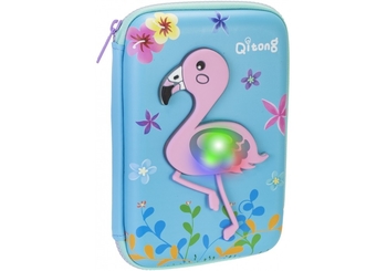 Пенал на 1 отделение, на молнии, с органайзером и LED-подсветкой QT-5758-Blue Cool for School