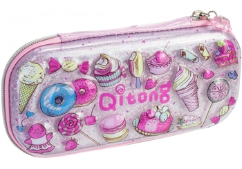 Пенал на 1 відділення, на блискавці, з органайзером QT-5780-Pink Cool for School