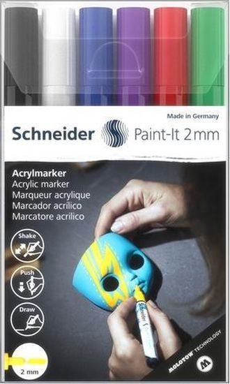 Набір маркерів акрилових художніх, 6 кольорів Paint-it Wallet Set1 S120195 Schneider Набір маркерів акрилових художніх, 6 кольорів Paint-it Wallet Set1 S120195 Schneider