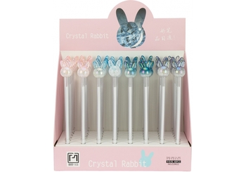 Ручка кулькова гелева Crystal Rabbit, пише синім, асорті Z19022 (48)
