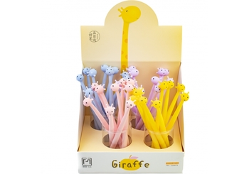 Ручка шариковая Giraffe, гелевая синяя. 4 дизайна ассорти в цветном дисплее. Z19075 (48)