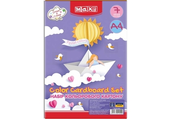 Картон кольоровий А4, 7 аркушів, щільність 230 гЇм2 Pastel colors MX21050 Maxi
