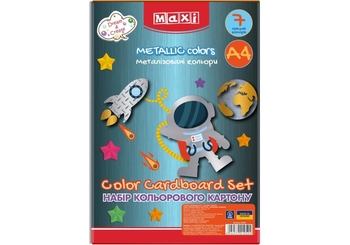 Картон цветной А4, 7 листов, плотность 230 гим2 Metallic colors MX21052 Maxi