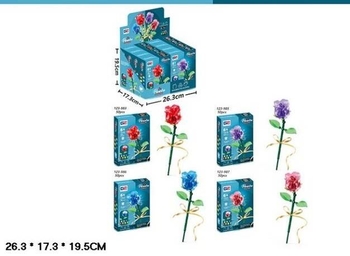 Конструктор, 192 деталі, мікс 4 види, в коробці Flowers 123-983/985/986/987
